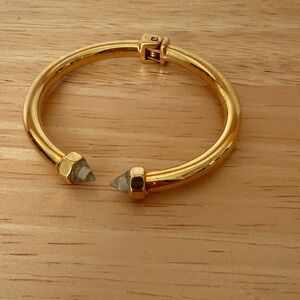 Vita Fede Gold & Clear Stone Mini Luciano Cuff Bracelet